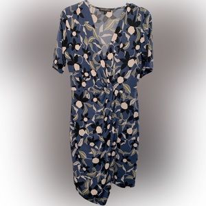 Blue Printed Wrap Dress
